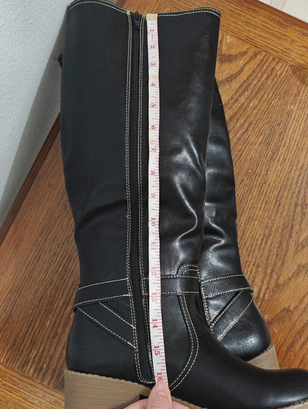 St. John's Bay Black Boots Knee High Doral block Heel Size 9 - Picture 8 of 8
